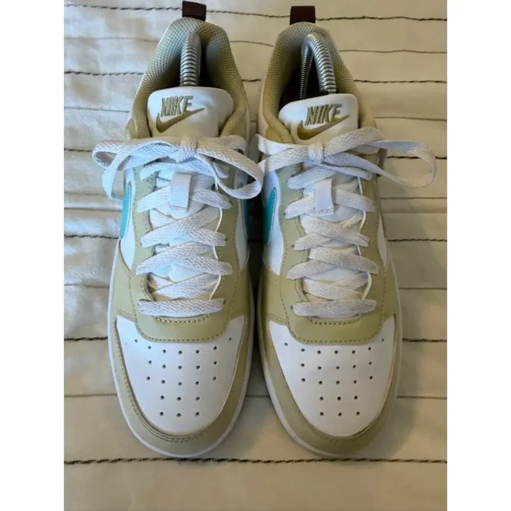 Nike Court Borough Low Recraft Sneakers White Tan Teal- size 7Y (8.5 Women’s )